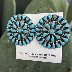 Turquoise post cluster earrings
